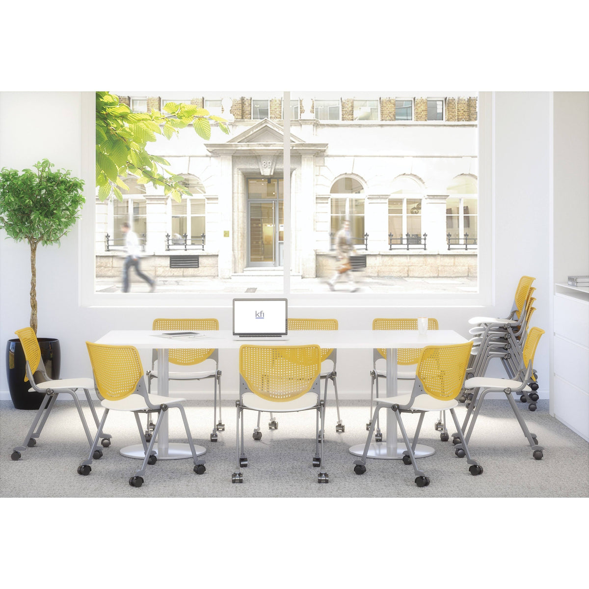 Navy Poly Stack Chair with Casters P178