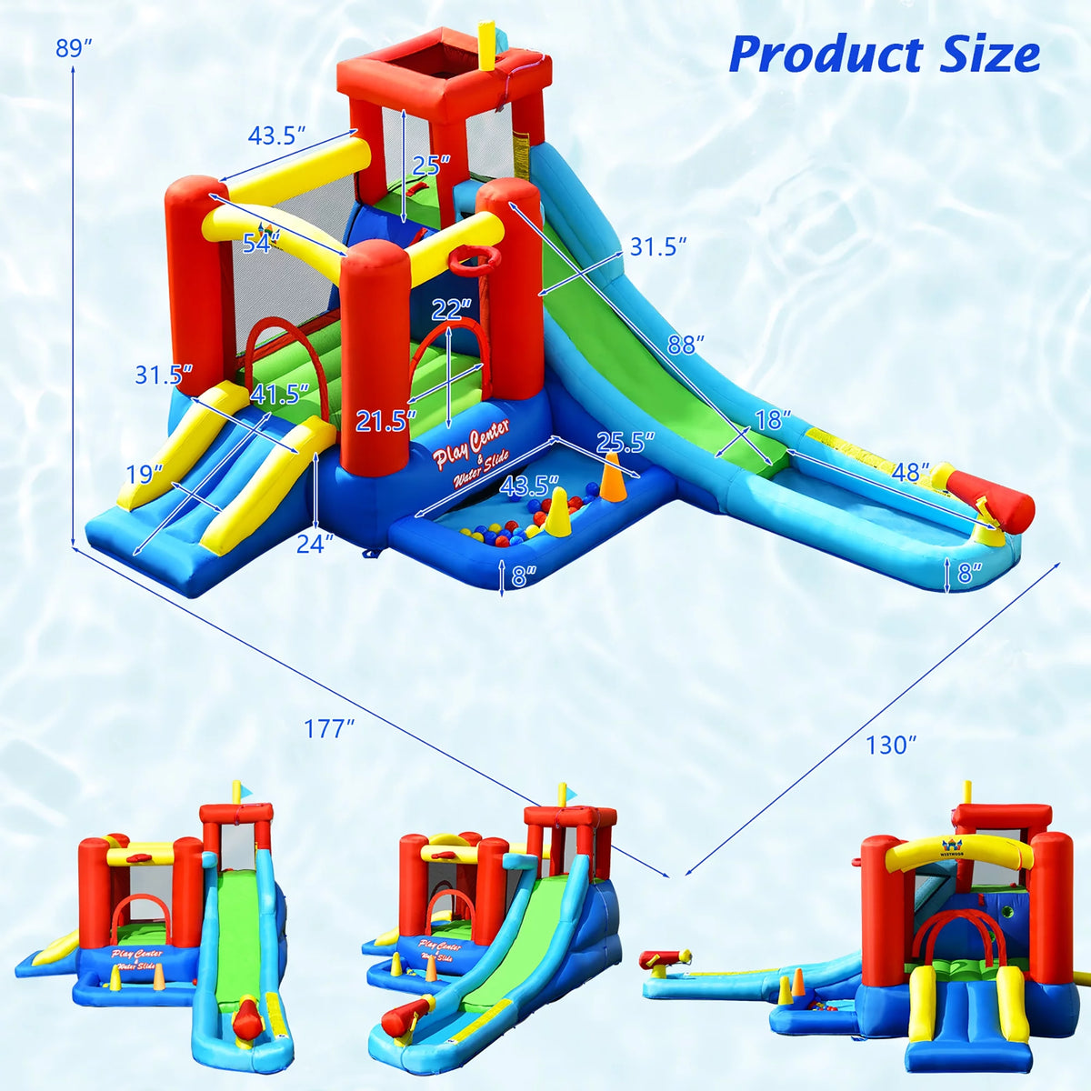 9-in-1 Inflatable Water Slide Bounce Castle Splash Pool V4199