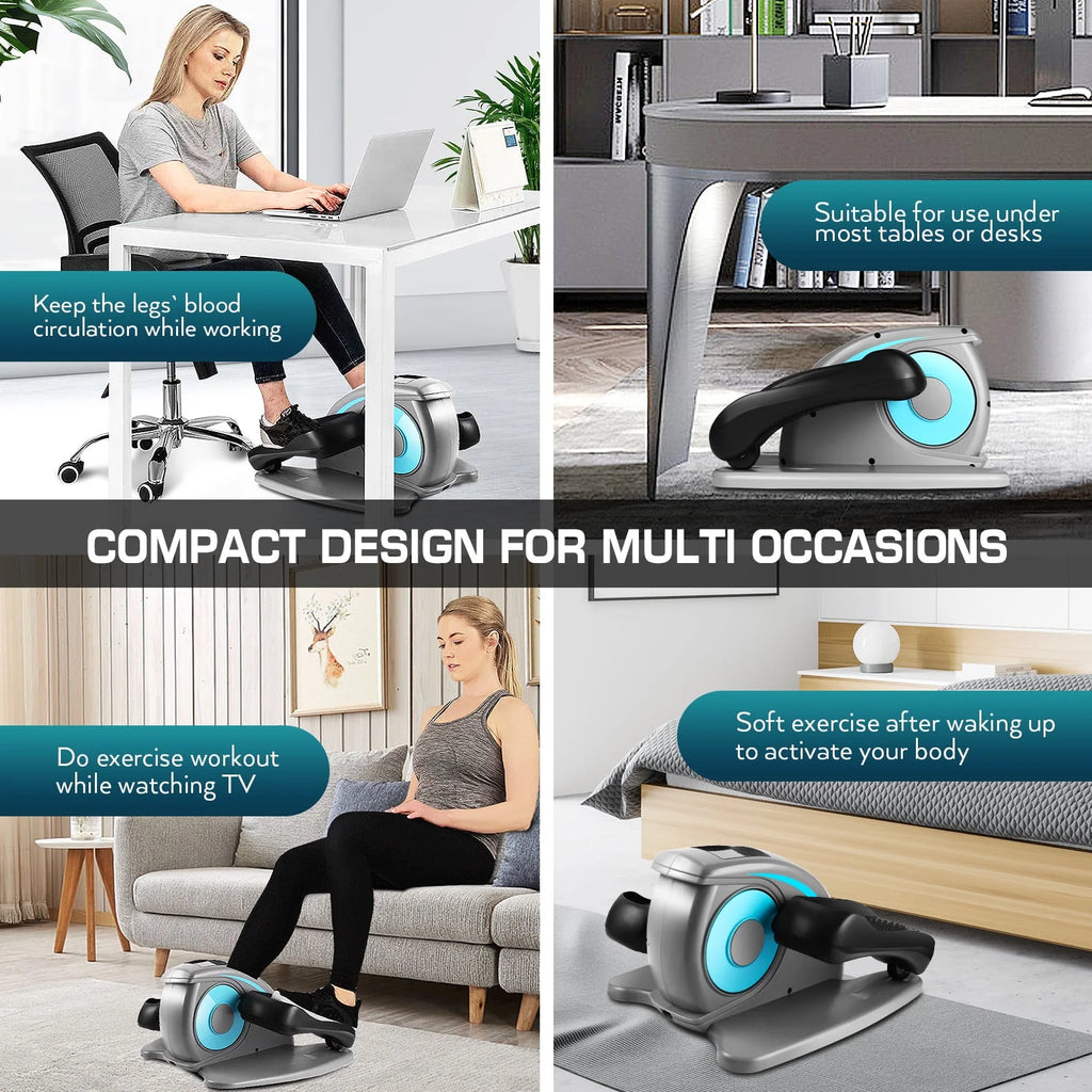 Under Desk Elliptical Machine, Mini Seated Elliptical with 5 Adjustable Speed, Gray S61866