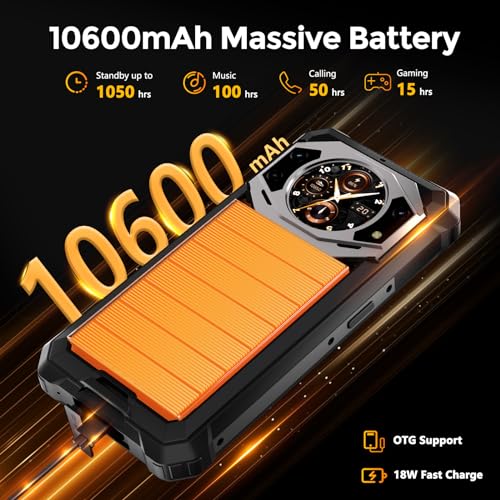 Rugged Unlocked Smartphone Dual Screen 10600mAh Battery 15+128GB Storage P94161
