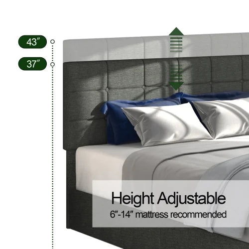 Queen Size Linen Upholstered Platform Bed Frame with 4 Drawers K464135