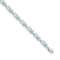 14 Karat White Gold Floral Diamond and Aquamarine Bracelet L801