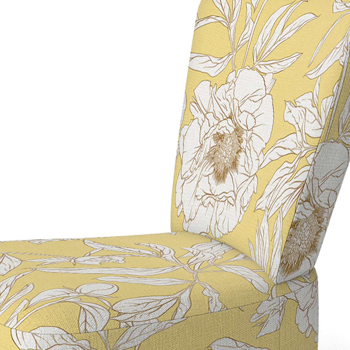 Yellow Peony Flower Upholstered Accent Chair and Arm Chair L2999