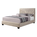 Beige Queen Size Wooden Platform Bed with Tufted Headboard L494