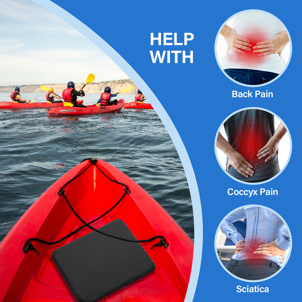 Gel Kayak Seat Cushion with Washable Non-Slip Cover, Waterproof Double Thicken Layer, Breathable Honeycomb Design, 14.9inch*12.9inch*1.1inch B2506