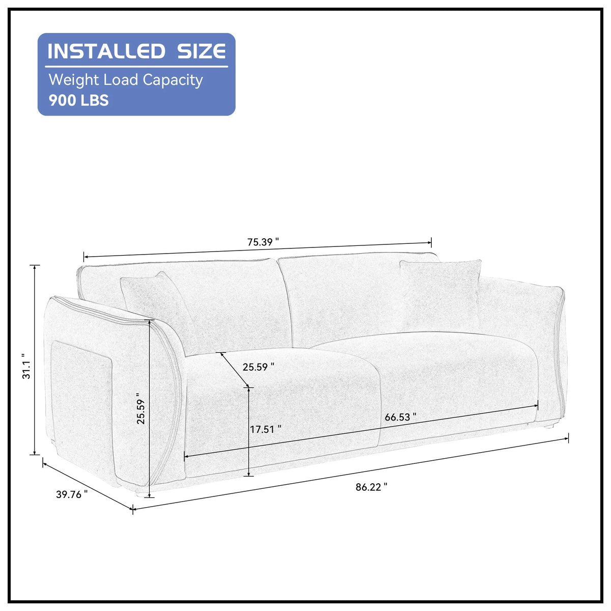 Beige Fabric Upholstered Sofa with Pillows L2395