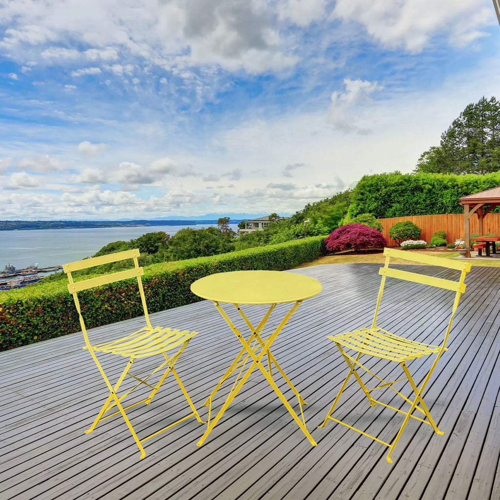 Yellow 3 Piece Bistro Folding Furniture Set M882
