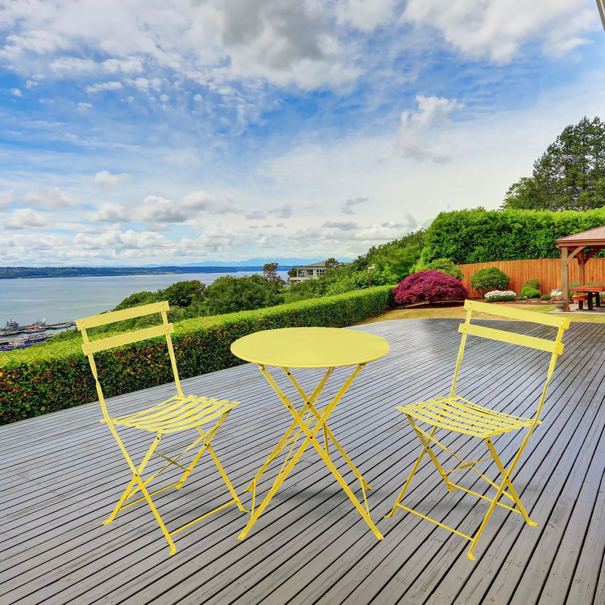 Yellow 3 Piece Bistro Folding Furniture Set M882