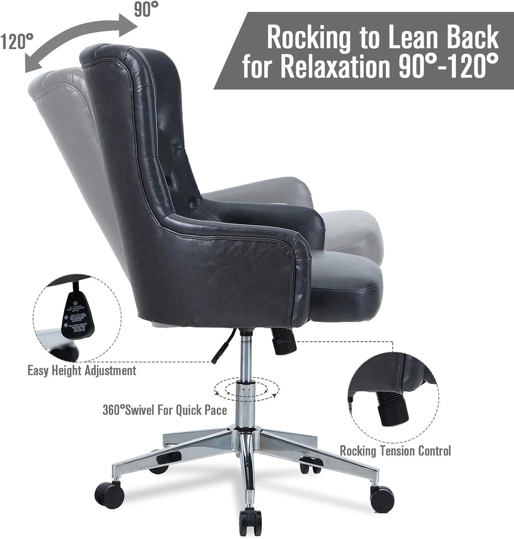 Dark Gray High Back Ergonomic PU Leather Office Chair R255