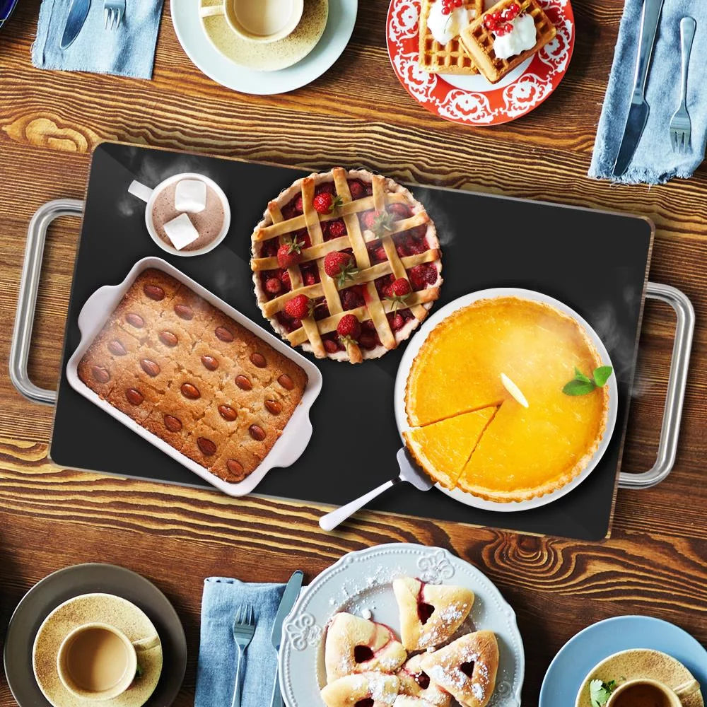 Electric Hot Plate Tray Dish Warmer with Black Glass Top U6884