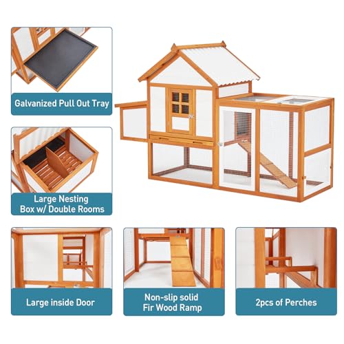 Wooden Chicken Coop with Run and Nesting Box Z55228