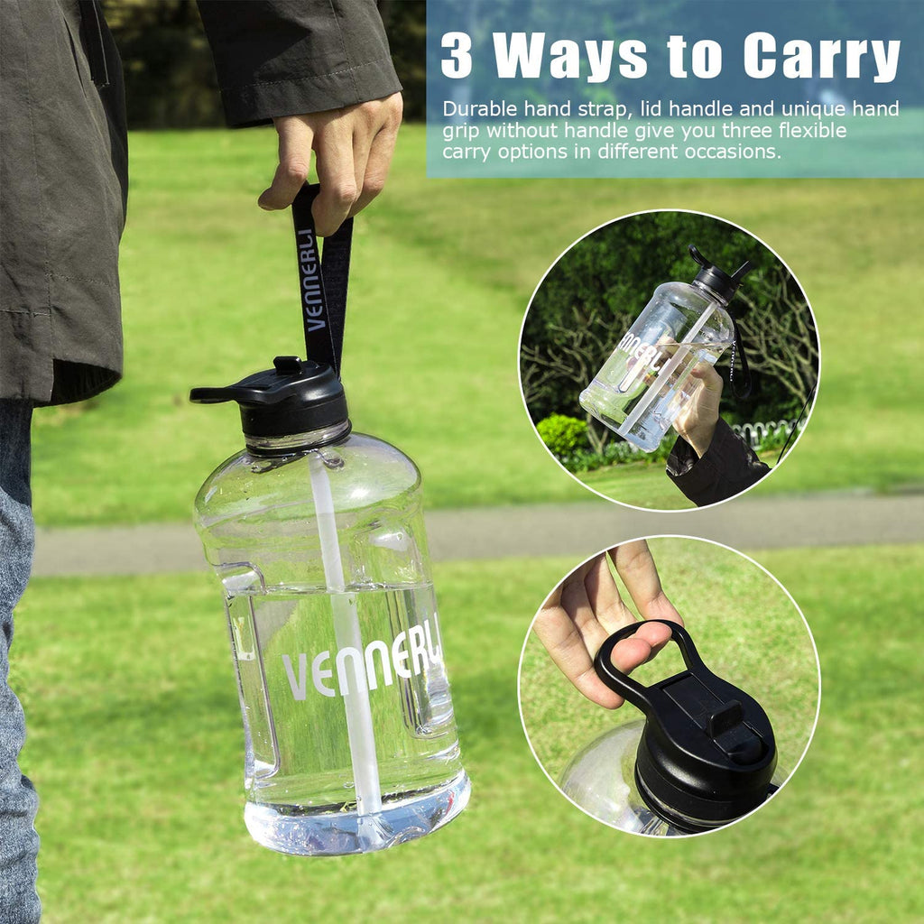Half Gallon Plastic Water Bottle with Straw 74oz X88967