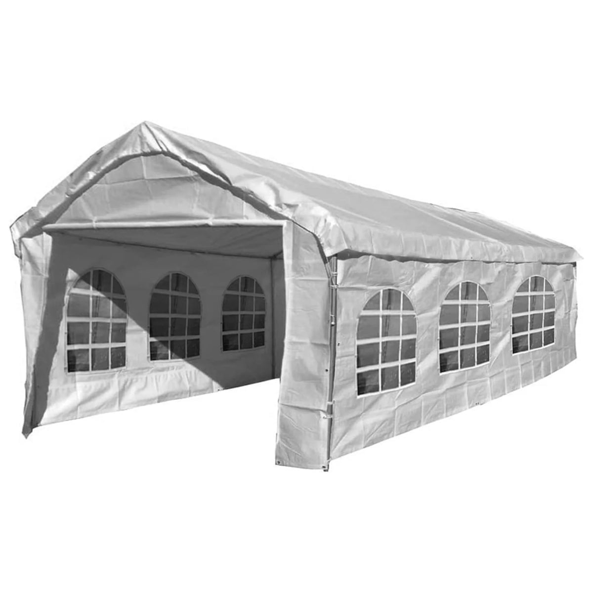 White 10X20 Canopy Tarp Set 5pc Valanced Tarp Kit Carport U8336