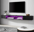 Black Wall Mounted Floating TV Stand with 16 LED Lights M581