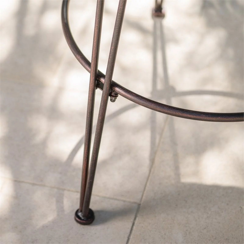 Wicker Barstool with Black Brush Copper Iron Frame Set of 2 E217