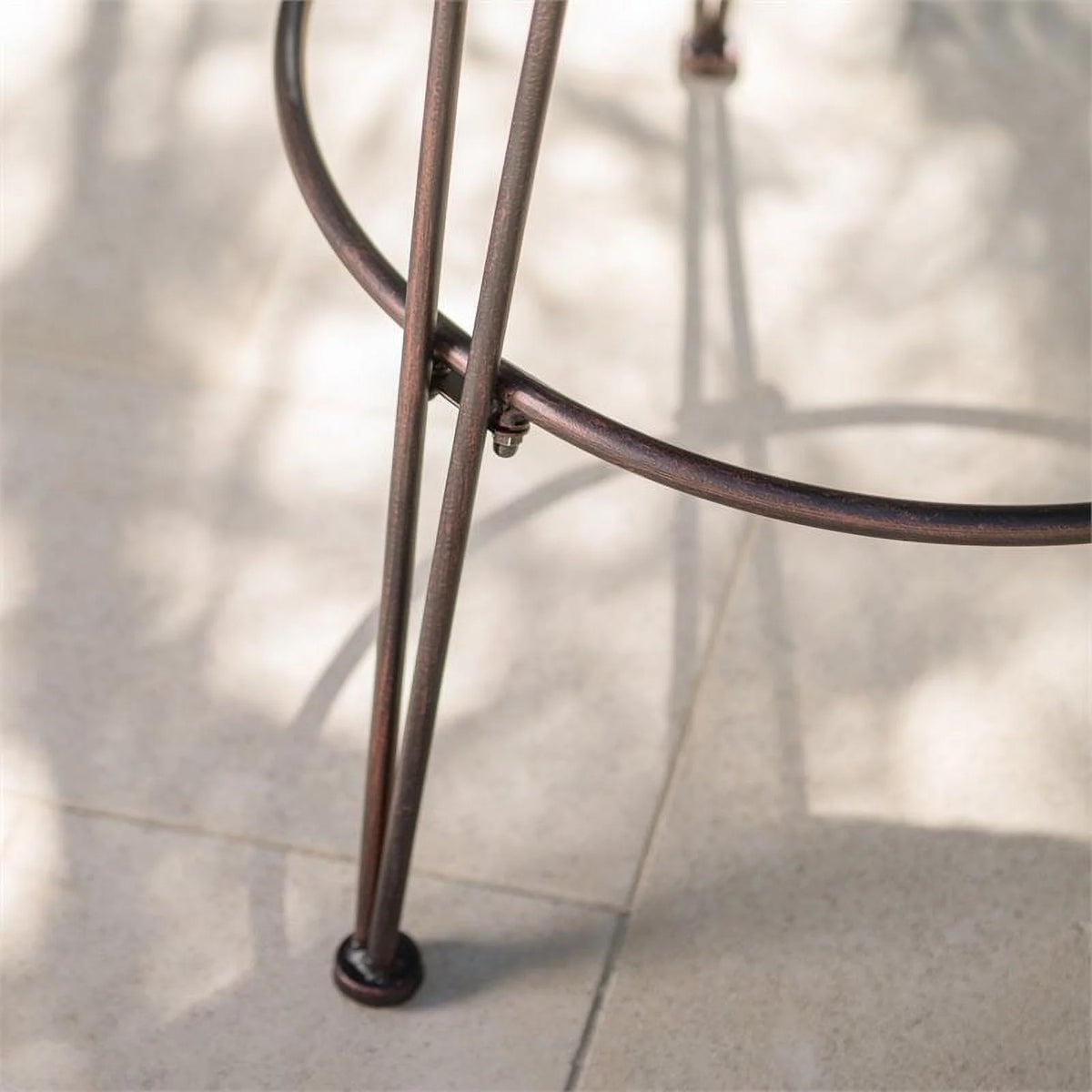 Wicker Barstool with Black Brush Copper Iron Frame Set of 2 E217