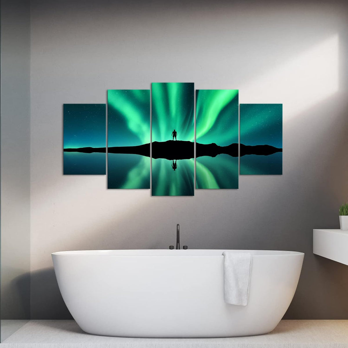 Green Aurora Borealis Canvas Wall Art Stretched and Framed J42914