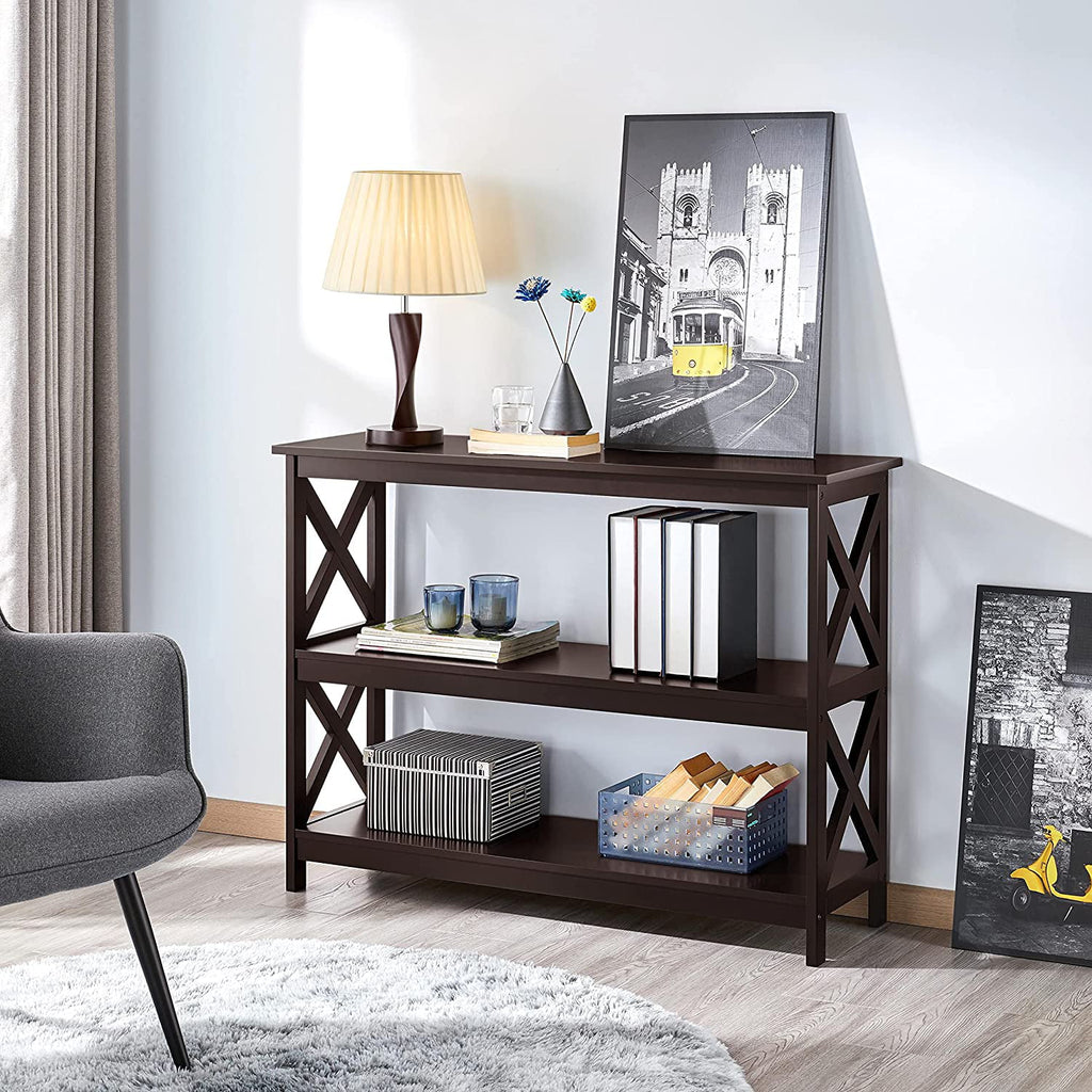 Espresso 3-Tier Console Table with Storage Shelves X57130