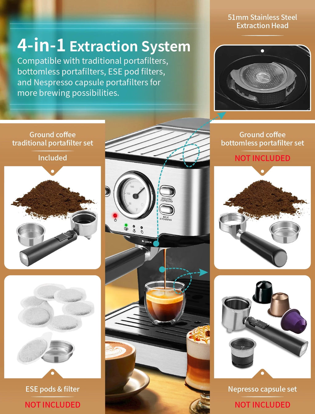 15 Bar Espresso Machine with Steamer L20732