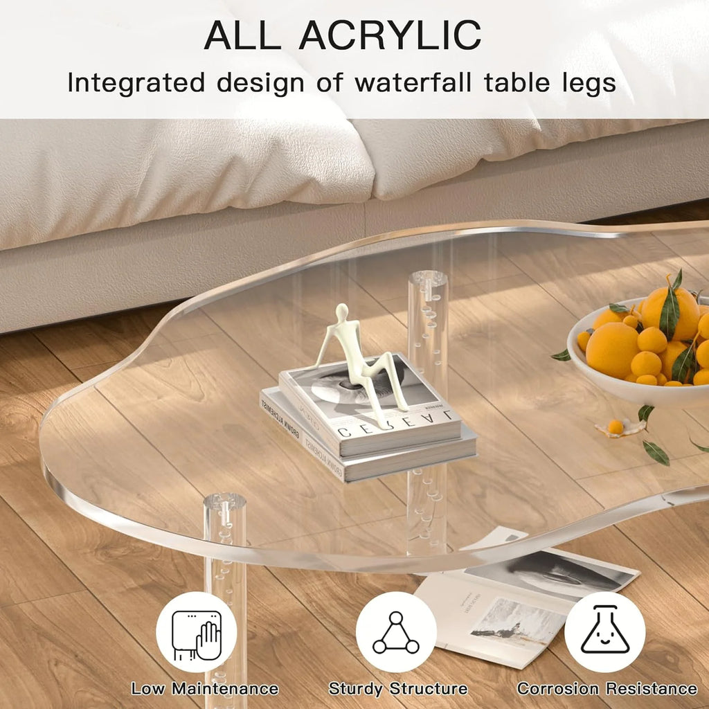 Acrylic Cloud Shape Coffee Table 39"x28"x16" Clear Irregular Coffee Table L60836