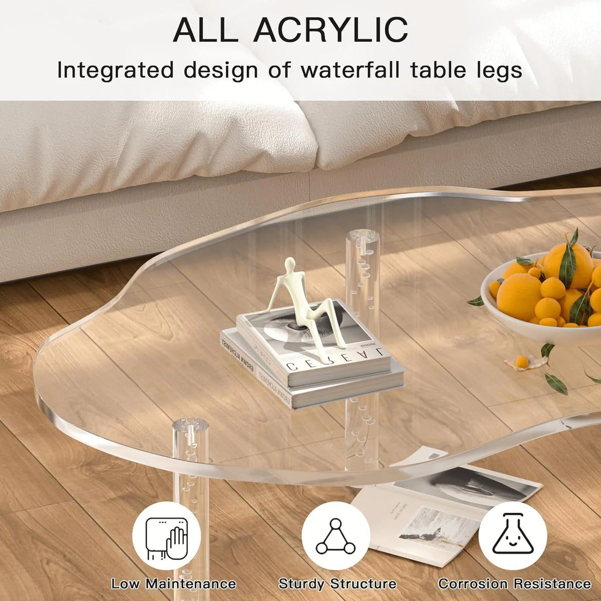 Acrylic Cloud Shape Coffee Table 39"x28"x16" Clear Irregular Coffee Table L60836