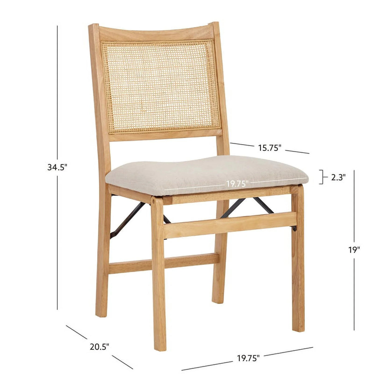 Natural Wood Folding Side Chair with Woven Cane Back U720