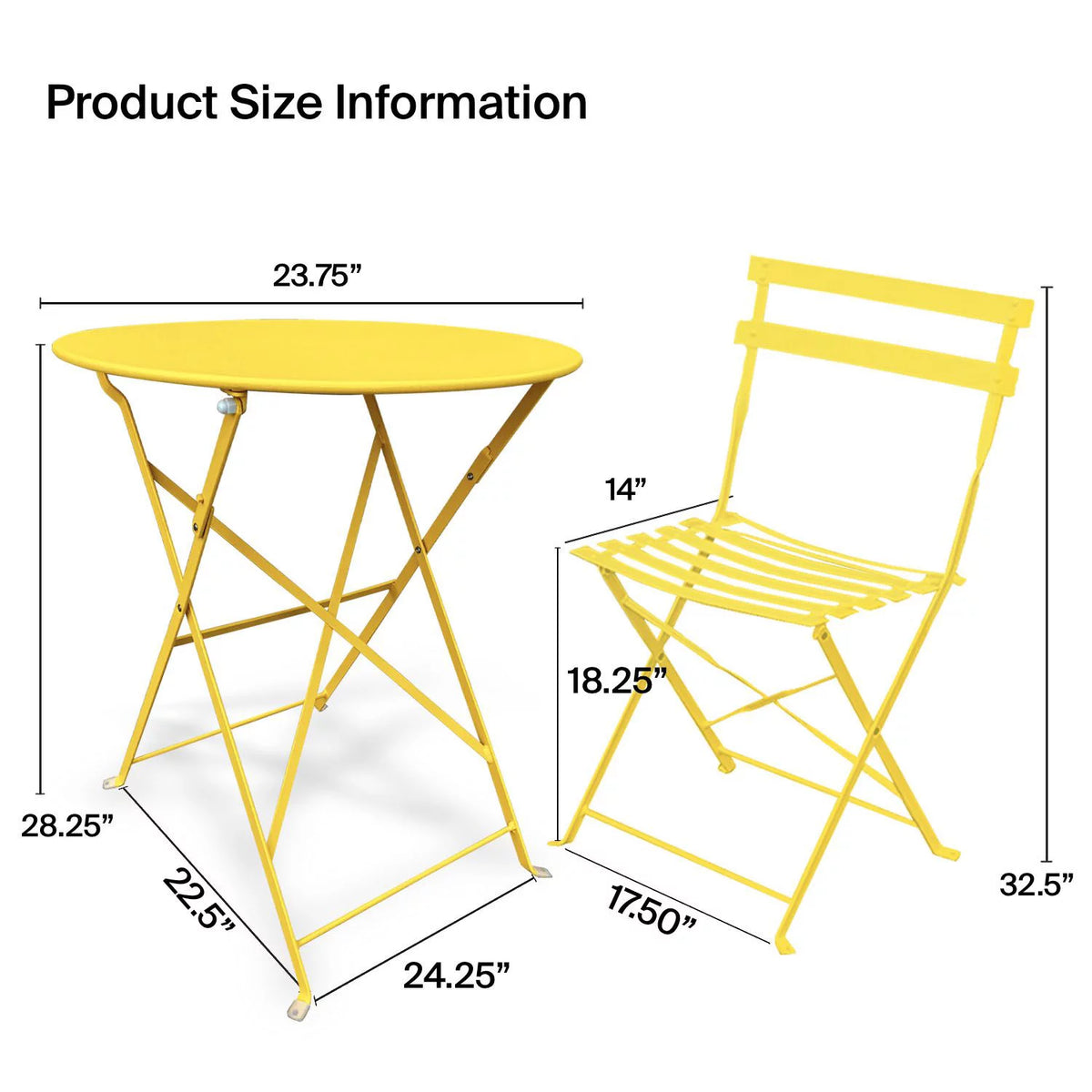Yellow 3 Piece Bistro Folding Furniture Set M882