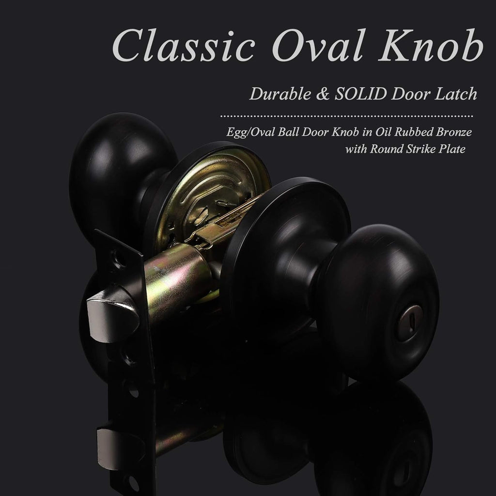 6 Packs Oil Rubbed Bronze Privacy Door Knobs with Lock X5497