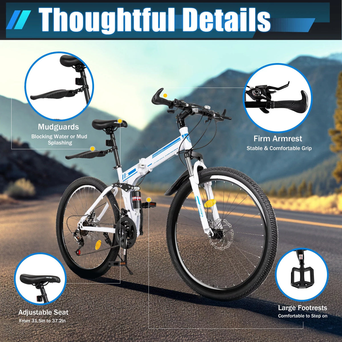21-Speed Foldable Mountain Bike A208997