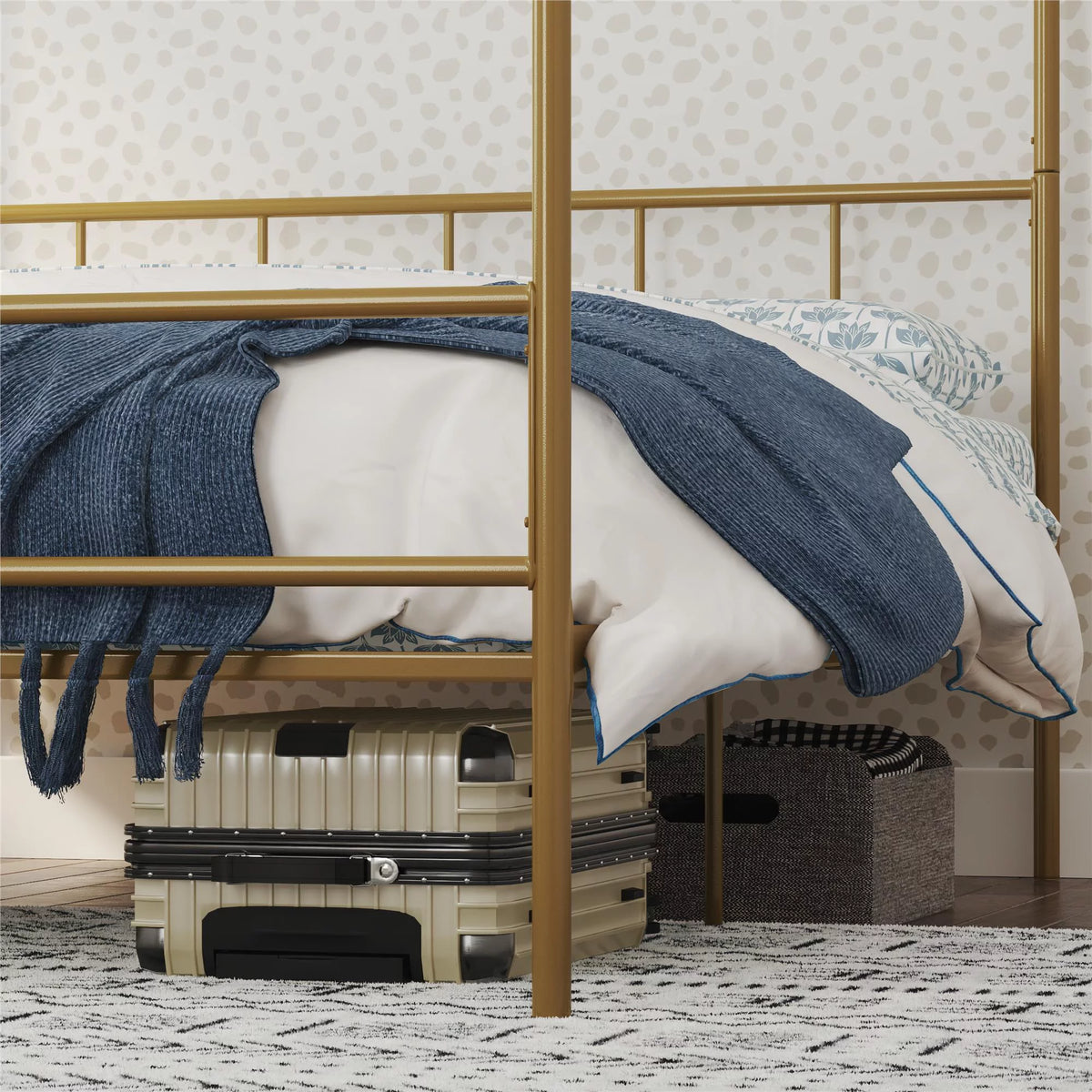 Queen Black Metal Canopy Platform Bed Frame O6521