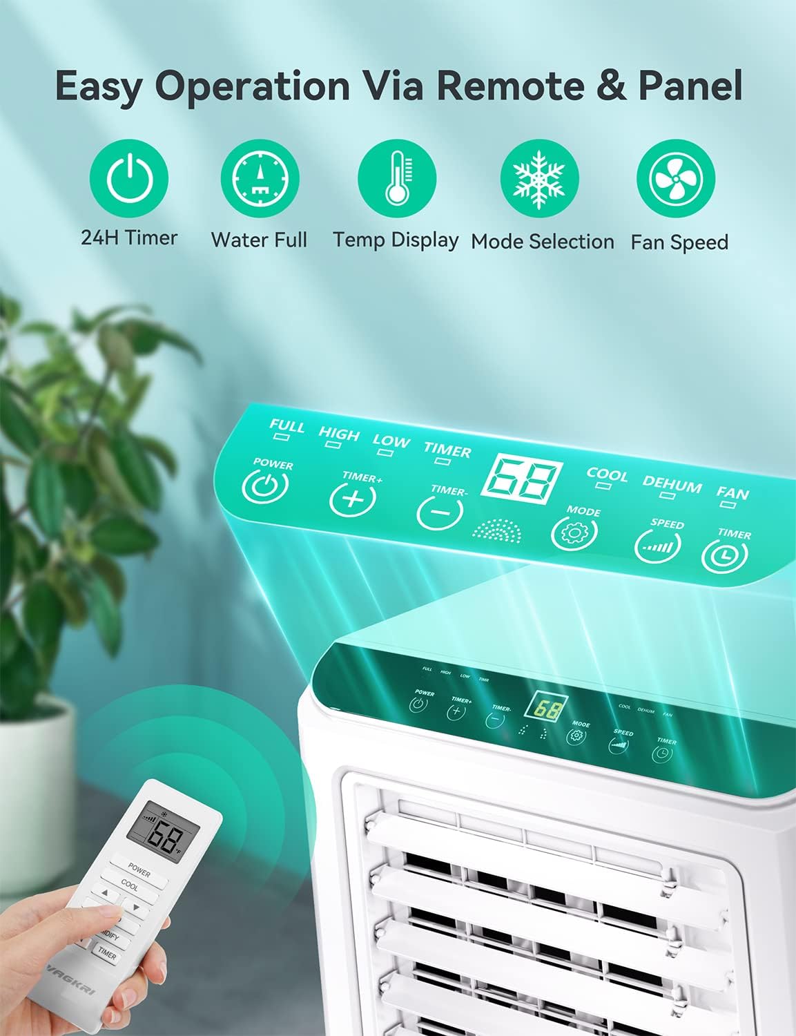Portable Air Conditioner 8000 BTU 3-in-1 with Fan & Dehumidifier D517