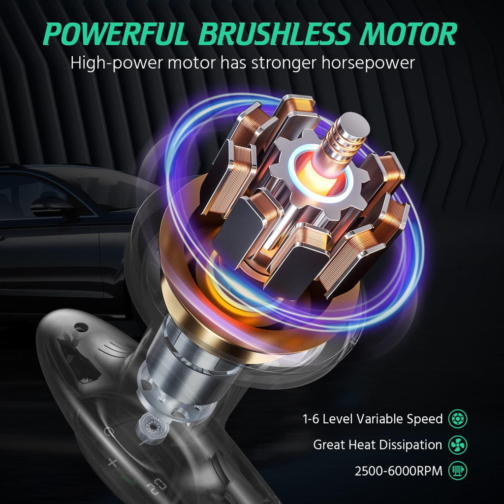 Cordless 4 inch Car Polisher with Touchscreen, 6 Speeds, Paste Wax & Pads, Pack of 2 N36043