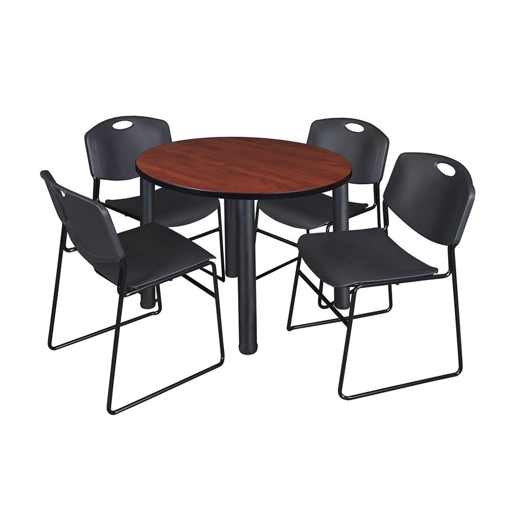 42x22 Round Breakroom Table with 4 Stack Chairs M435331