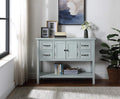 White and Brown 4 Drawers Storage Console Table with Cabinet and Shelf R9413
