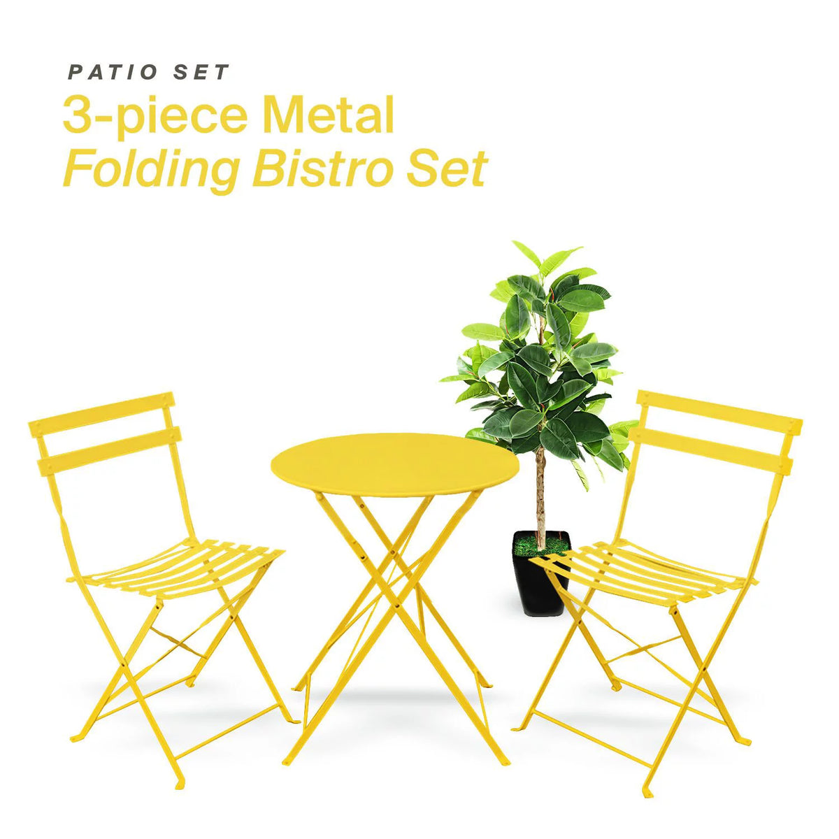 Yellow 3 Piece Bistro Folding Furniture Set M882