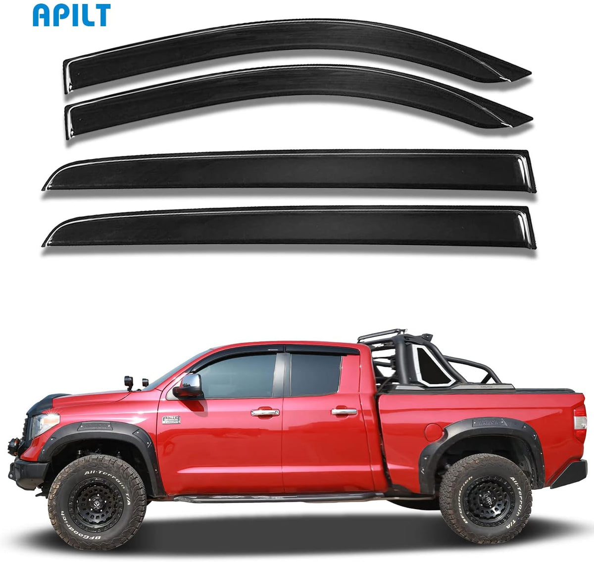 Tape-On Rain Guards Vent Visors Side Window Deflectors Dark Smoke 4-Piece Set Z614