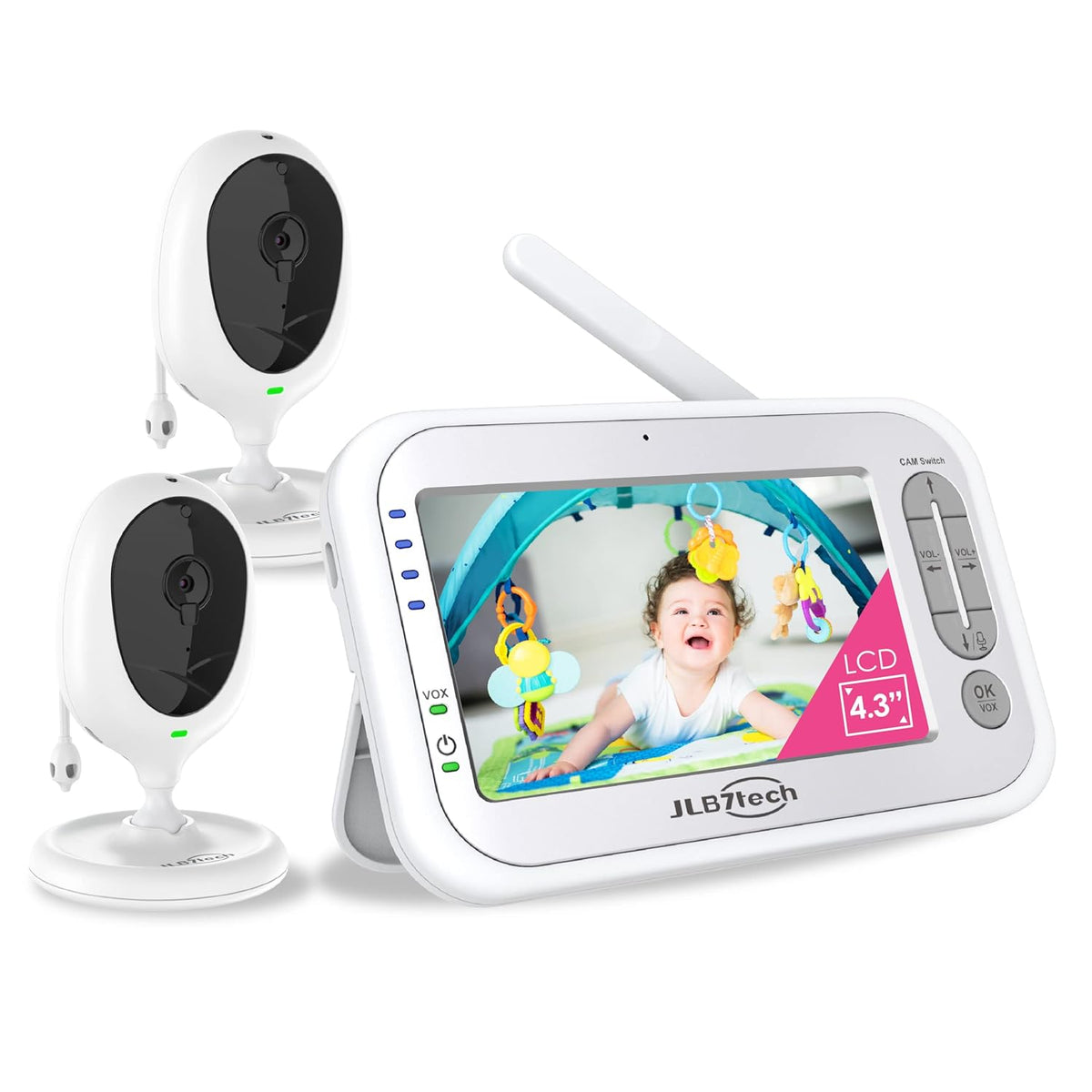 Video Baby Monitor with 2 Cameras, 4.3" Screen, No WiFi X88788