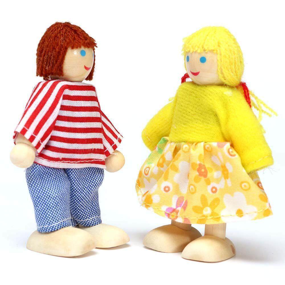 Wooden Dolls Playset Set of 4 People with Dog K444363