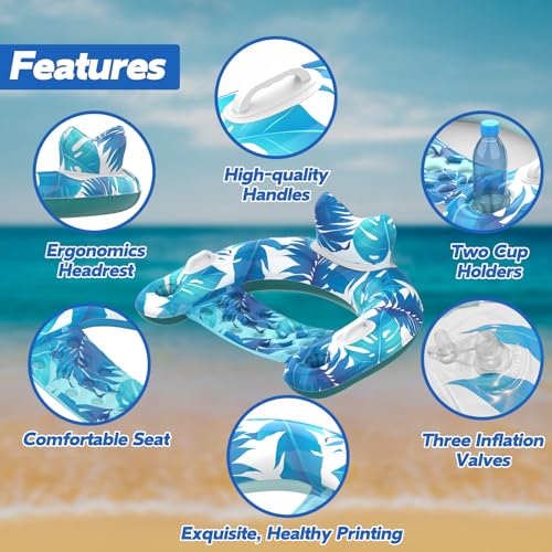 3 Pack Inflatable Pool Float Chairs with Cupholders & Handles N87324