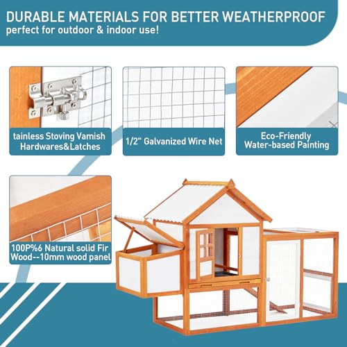 Wooden Chicken Coop with Run and Nesting Box Z55228