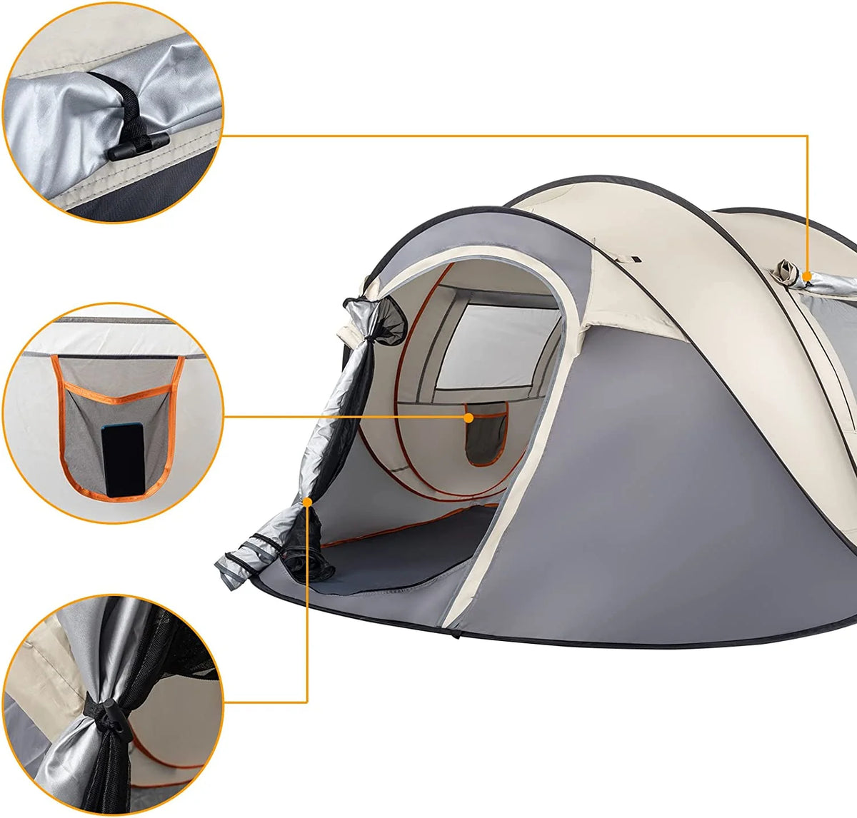Pop Up Camping Tent, Waterproof Automatic Setup, 110inx79inx48in W61733