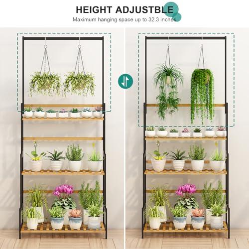 3 Tier Bamboo Foldable Plant Stand Shelf Rack J86471