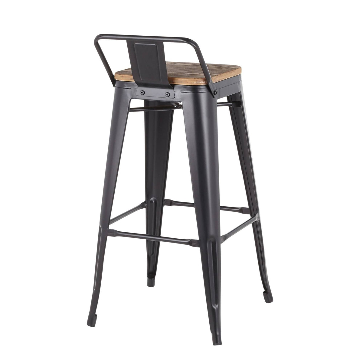 Set of 2 Black Metal and Bamboo Low Back Barstools E759928