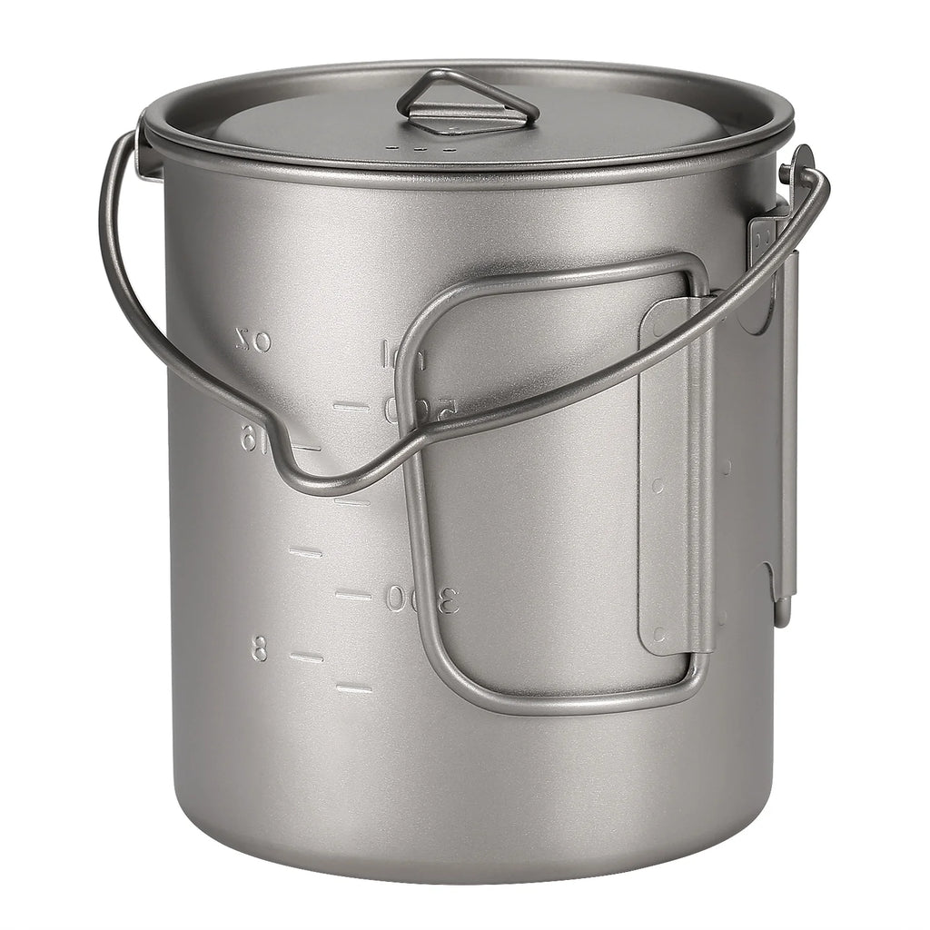 750ml Titanium Pot with Lid and Foldable Handle J54346