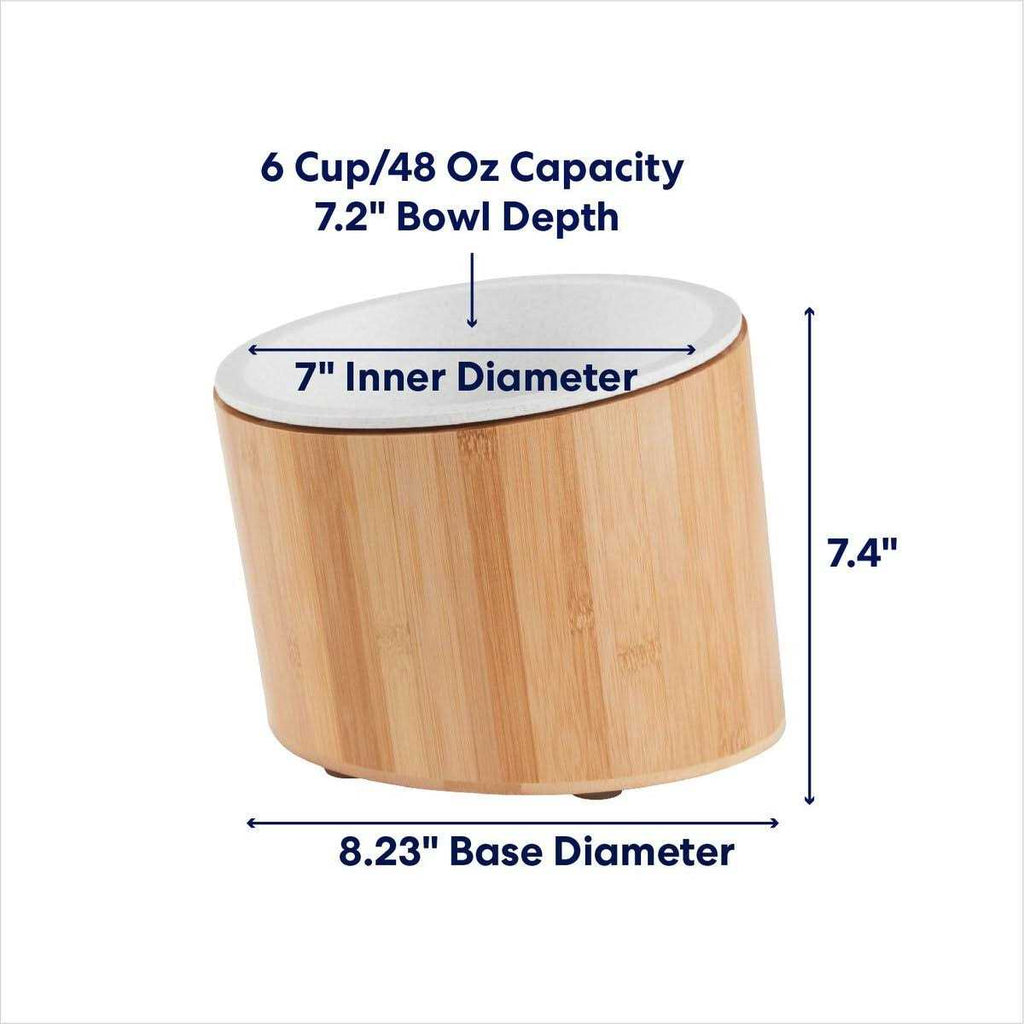 Slanted Non-Skid Elevated Bamboo Melamine Bowl with Stand D829691