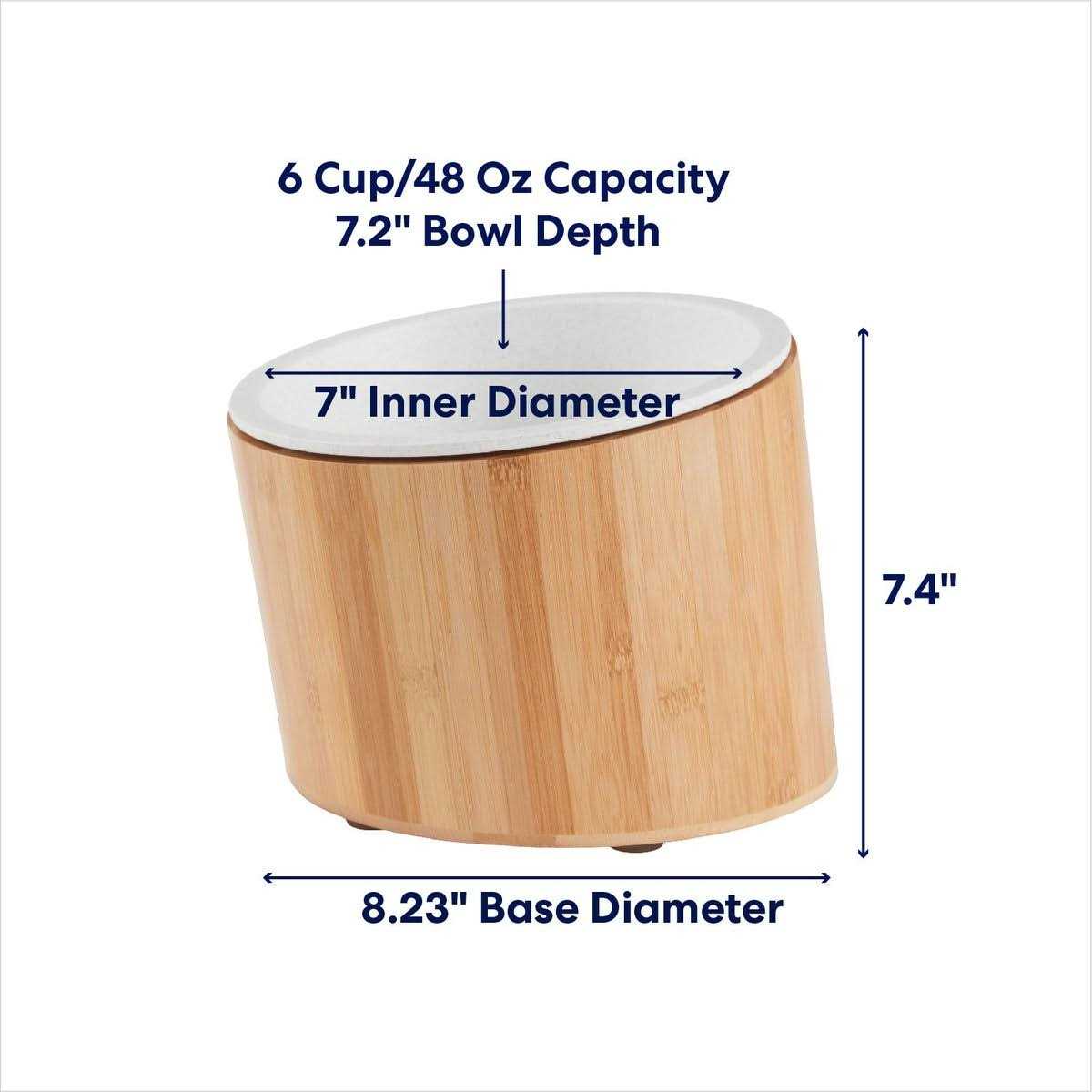 Slanted Non-Skid Elevated Bamboo Melamine Bowl with Stand D829691