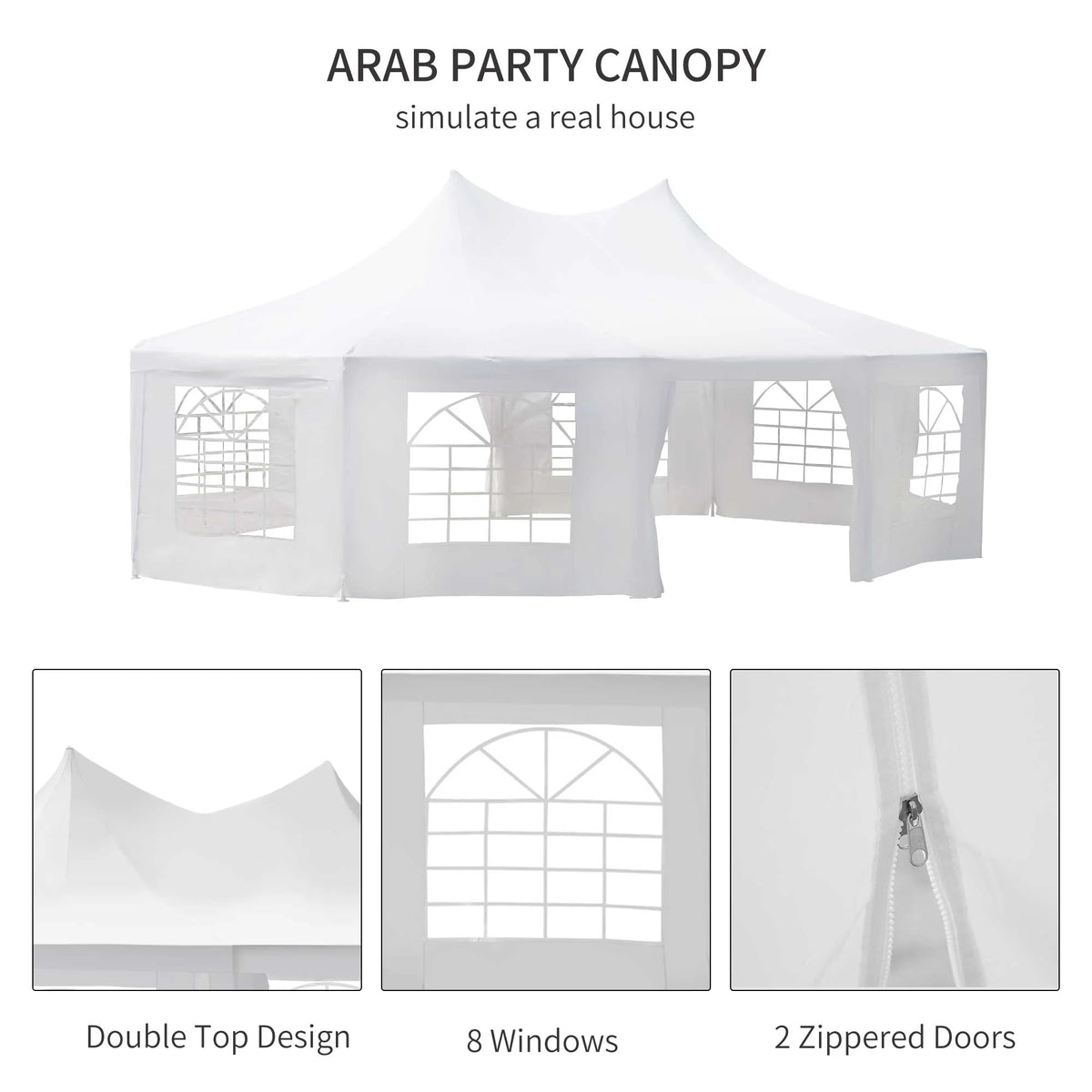 Canopy Party Event Tent with 2 Pull-Back Doors and Windows T411568