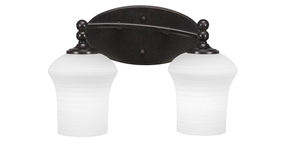 Two Light Bath Bar Dark Granite Finish with White Linen Glass G982