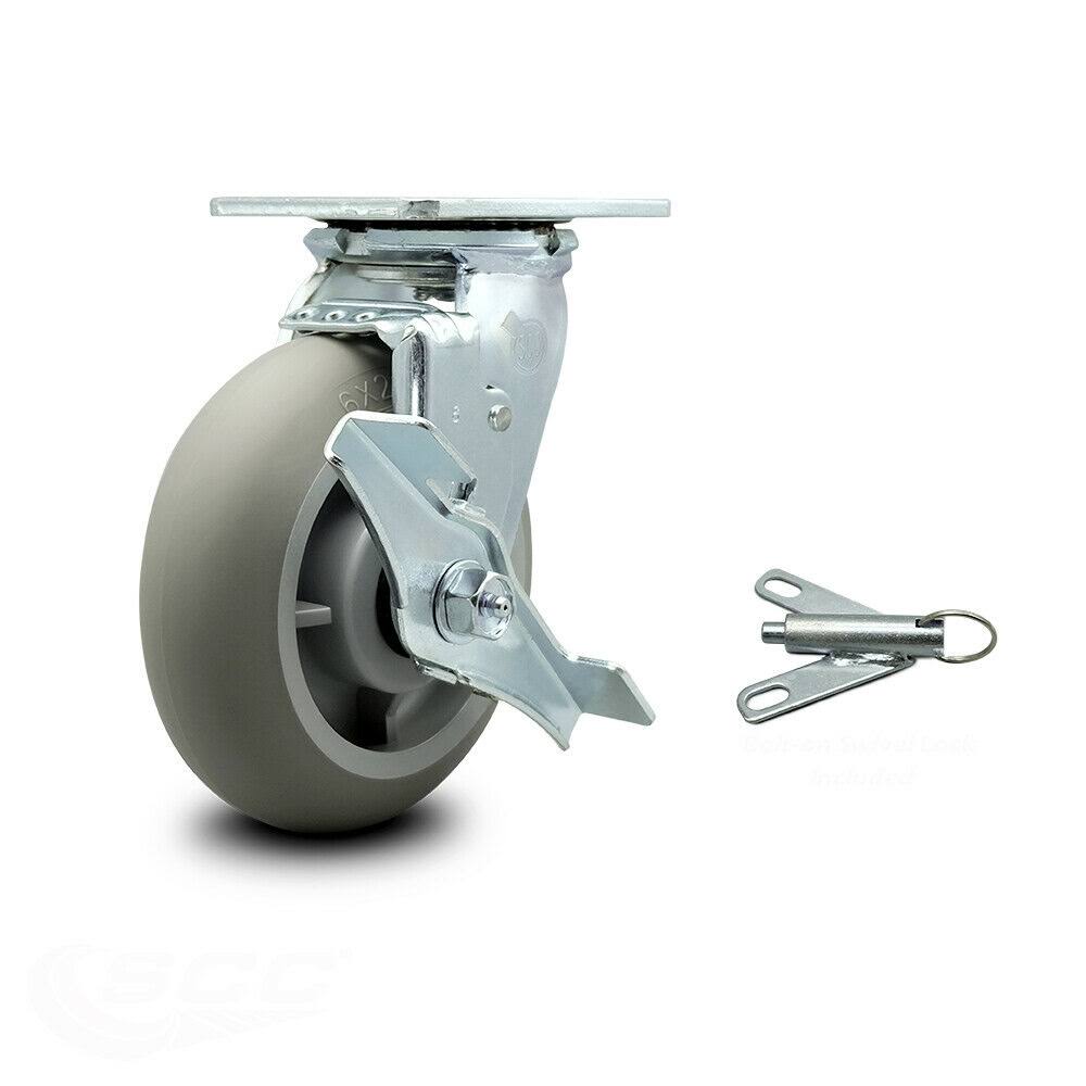 6 inch Thermoplastic Rubber Caster with Ball Bearing and Brake/Swivel Lock C56990
