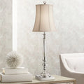 Traditional Buffet Table Lamp 32" Tall Clear Crystal Taupe Bell Shade E4380